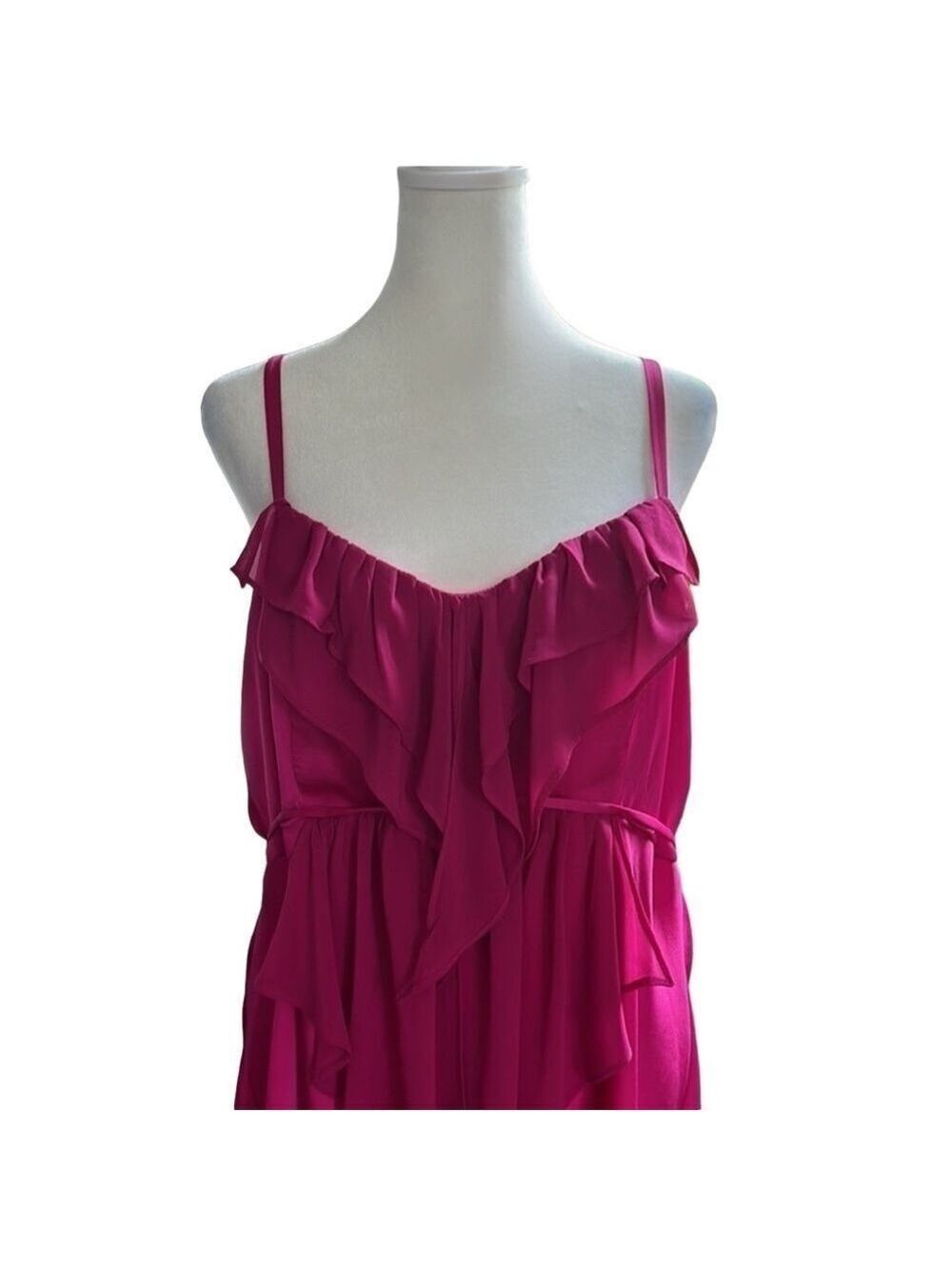 Ruffle Camisole Plus Size Pink Top Spaghetti Straps 2X
